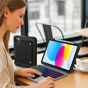 iPad 11th /10th Gen Magic Detachable Keyboard Case Backlit Trackpad Black Rugged